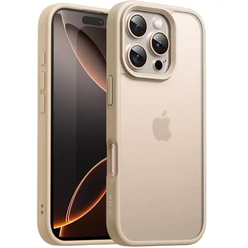 JETech Matte Case for iPhone 16 Pro, Desert Titanium | Military-Grade Protection, Frosted Matte Back, Anti-Fingerprint Finish, Shockproof Design 