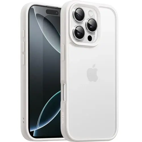 JETech Matte Case for iPhone 16 Pro Max 6.9-Inch, NOT for iPhone 16/16 Plus/16 Pro, Shockproof Military Grade Drop Protection, Frosted Translucent Back Phone Cover, Anti-Fingerprint (White Titanium) 