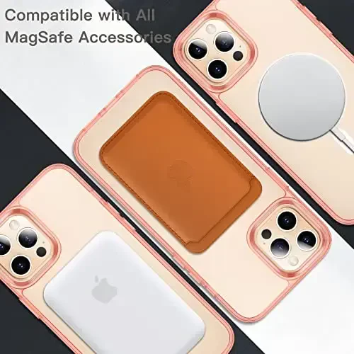 JETech Magnetic Case для iPhone 12 Pro Max 6.7 дюймов, совместимый с беспроводной зарядкой MagSafe, противоударный бампер для телефона, прозрачная задняя панель против царапин (розовое золото) - 4