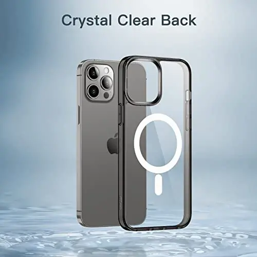 JETech Magnetic Case для iPhone 12 Pro Max 6.7-Inch, совместимый с беспроводной зарядкой MagSafe, противоударный бампер для телефона, прозрачная задняя крышка с защитой от царапин (черный) - 5