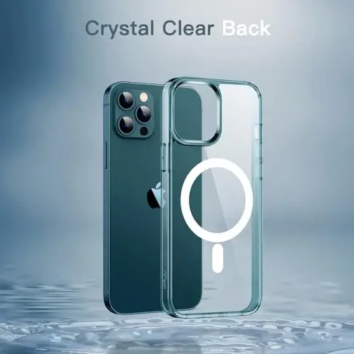 JETech Magnetic Case для iPhone 12 Pro Max 6.7-Inch, совместимый с беспроводной зарядкой MagSafe, противоударный бампер для телефона, прозрачная задняя крышка, устойчивая к царапинам (тихоокеанский синий) - 5