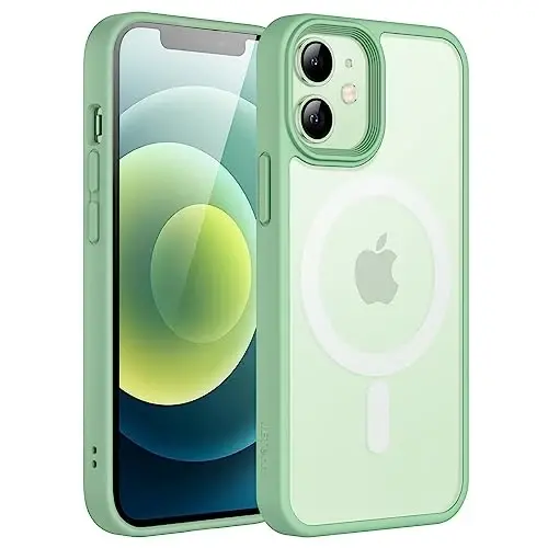 JETech Magnetic Case for iPhone 12 Mini 5.4-Inch Compatible with MagSafe, Translucent Matte Back Slim Shockproof Phone Cover (Green) - 1