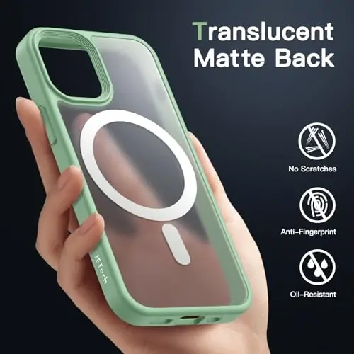 JETech Magnetic Case for iPhone 12 Mini 5.4-Inch Compatible with MagSafe, Translucent Matte Back Slim Shockproof Phone Cover (Green) - 4