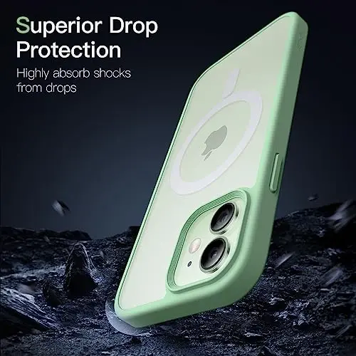 JETech Magnetic Case for iPhone 12 Mini 5.4-Inch Compatible with MagSafe, Translucent Matte Back Slim Shockproof Phone Cover (Green) - 5