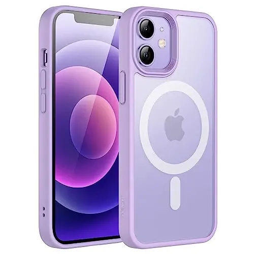 JETech Magnetic Case for iPhone 12 Mini 5.4-Inch Compatible with MagSafe, Translucent Matte Back Slim Shockproof Phone Cover (Light Purple) 
