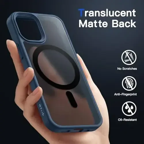 JETech Magnetic Case for iPhone 12 Mini 5.4-Inch Compatible with MagSafe, Translucent Matte Back Slim Shockproof Phone Cover (Storm Blue) - 4