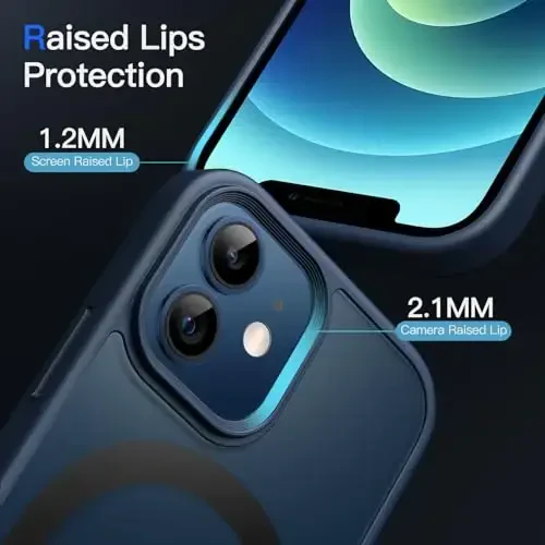 JETech Magnetic Case for iPhone 12 Mini 5.4-Inch Compatible with MagSafe, Translucent Matte Back Slim Shockproof Phone Cover (Storm Blue) - 6
