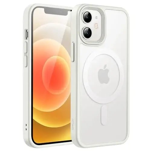 JETech Magnetic Case for iPhone 12 Mini 5.4-Inch Compatible with MagSafe, Translucent Matte Back Slim Shockproof Phone Cover (White) 