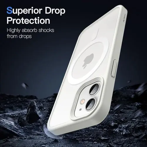 JETech Magnetic Case for iPhone 12 Mini 5.4-Inch Compatible with MagSafe, Translucent Matte Back Slim Shockproof Phone Cover (White) - 5