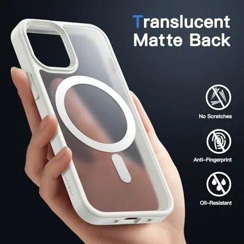 JETech Magnetic Case for iPhone 12 Mini 5.4-Inch Compatible with MagSafe, Translucent Matte Back Slim Shockproof Phone Cover (White) - 4