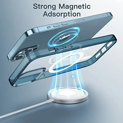 JETech Magnetic Case for iPhone 12 Pro Max 6.7-Inch Compatible with MagSafe Wireless Charging, Shockproof Phone Bumper Cover, Anti-Scratch Clear Back (Navy) - 3
