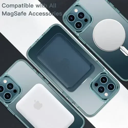 JETech Magnetic Case for iPhone 12 Pro Max 6.7-Inch Compatible with MagSafe Wireless Charging, Shockproof Phone Bumper Cover, Anti-Scratch Clear Back (Pacific Blue) - 4