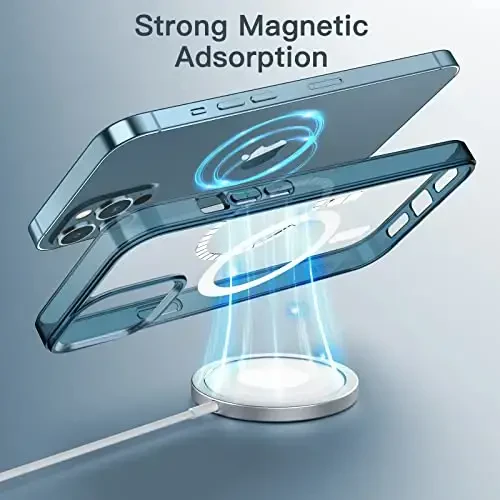 JETech Magnetic Case for iPhone 12 Pro Max 6.7-Inch MagSafe simsiz zaryadlash bilan mos keladi, zarbga chidamli telefon bamper qopqog'i, tirnalishga qarshi shaffof orqa (Navy) - 3