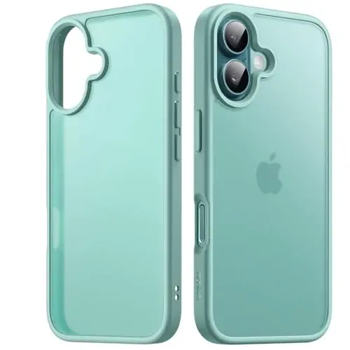 JETech Matte Case for iPhone 16 6.1-Inch, Shockproof Military Grade Drop Protection, Frosted Translucent Back Phone Cover, Anti-Fingerprint (Teal Back) - JETECH