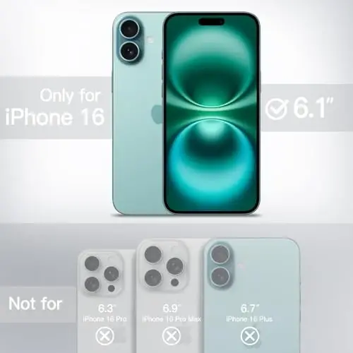 JETech Matte Case for iPhone 16 6.1-Inch, Shockproof Military Grade Drop Protection, Frosted Translucent Back Phone Cover, Anti-Fingerprint (Teal Back) - JETECH (1)