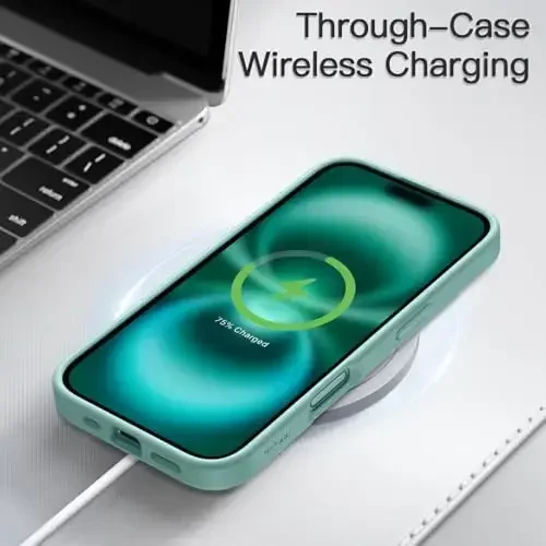 JETech матовый чехол для iPhone 16 6.1 дюйма, противоударный, военный класс защиты от падений, матовая полупрозрачная задняя крышка телефона, защита от отпечатков пальцев (бирюзовый) - 6