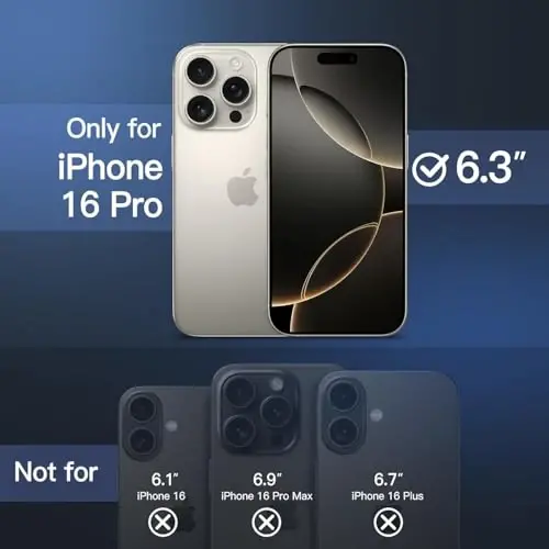JETech Матовый чехол для iPhone 16 Pro, 6,3 дюйма, ударопрочная защита военного класса, полупрозрачная матовая задняя крышка, защита от отпечатков пальцев (Натуральный титан) - 2