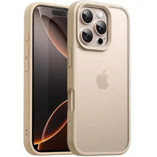 JETech Матовый чехол для iPhone 16 Pro Max 6,9 дюйма, противоударная защита военного класса, полупрозрачная матовая задняя крышка, защита от отпечатков пальцев (пустынный титан) - JETECH