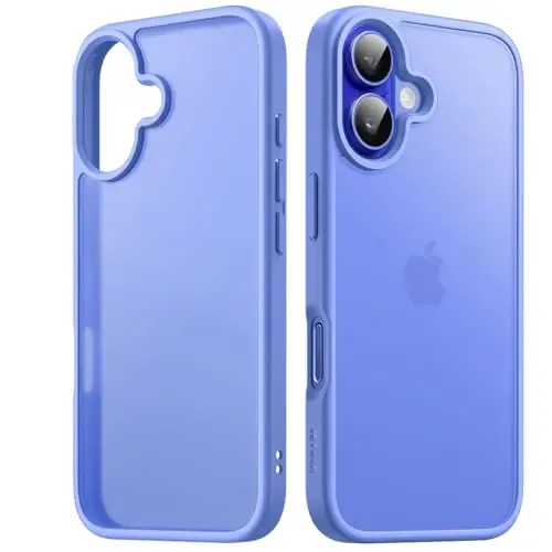 JETech Matte Case для iPhone 16 6.1-Inch, противоударный, защита от падений военного класса, матовая полупрозрачная задняя крышка телефона, защита от отпечатков пальцев (Ultramarine Back) - JETECH