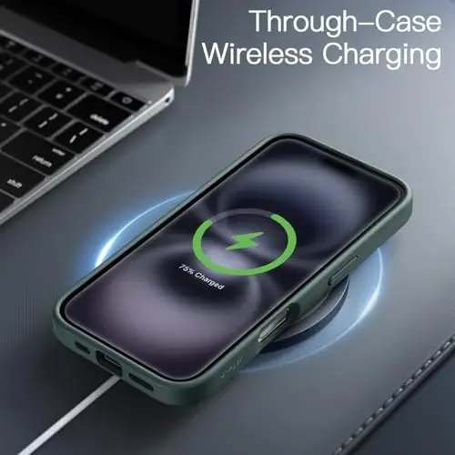 JETech Matte Case for iPhone 16 6.1-Inch, Shockproof Military Grade Drop Protection, Frosted Translucent Back Phone Cover, Anti-Fingerprint (Dark Green) - 6