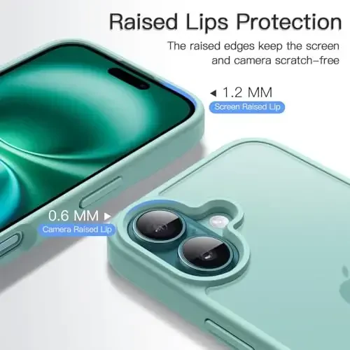 JETech Matte Case for iPhone 16 6.1-Inch, Shockproof Military Grade Drop Protection, Frosted Translucent Back Phone Cover, Anti-Fingerprint (Teal) - 5