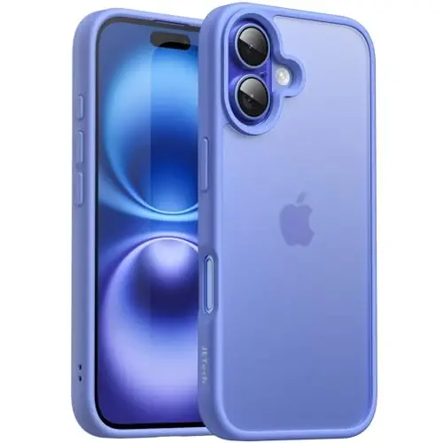 JETech Matte Case for iPhone 16 6.1-Inch, Shockproof Military Grade Drop Protection, Frosted Translucent Back Phone Cover, Anti-Fingerprint (Ultramarine) - 1