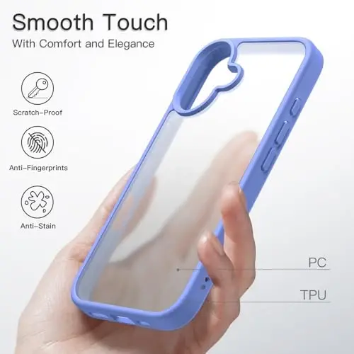 JETech Matte Case for iPhone 16 6.1-Inch, Shockproof Military Grade Drop Protection, Frosted Translucent Back Phone Cover, Anti-Fingerprint (Ultramarine) - 4