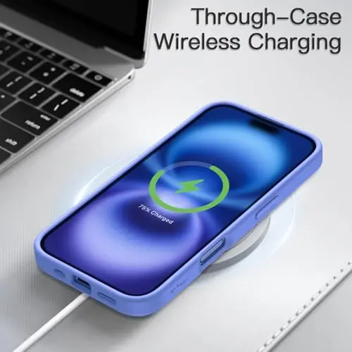 JETech Matte Case for iPhone 16 6.1-Inch, Shockproof Military Grade Drop Protection, Frosted Translucent Back Phone Cover, Anti-Fingerprint (Ultramarine Back) - 6