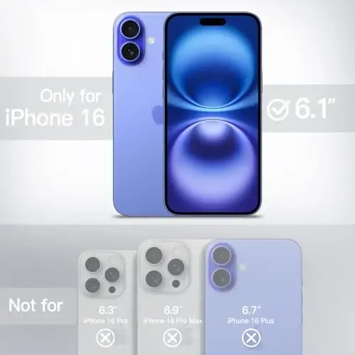 JETech Matte Case for iPhone 16 6.1-Inch, Shockproof Military Grade Drop Protection, Frosted Translucent Back Phone Cover, Anti-Fingerprint (Ultramarine Back) - 2