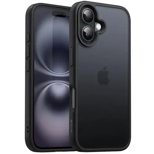 JETech Matte Case for iPhone 16 Plus 6.7-Inch, Shockproof Military Grade Drop Protection, Frosted Translucent Back Phone Cover, Anti-Fingerprint (Black) - 1