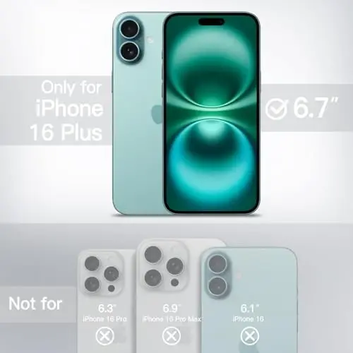 JETech Matte Case for iPhone 16 Plus 6.7-Inch, Shockproof Military Grade Drop Protection, Frosted Translucent Back Phone Cover, Anti-Fingerprint (Teal) - 2