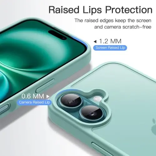 JETech Matte Case for iPhone 16 Plus 6.7-Inch, Shockproof Military Grade Drop Protection, Frosted Translucent Back Phone Cover, Anti-Fingerprint (Teal) - 5