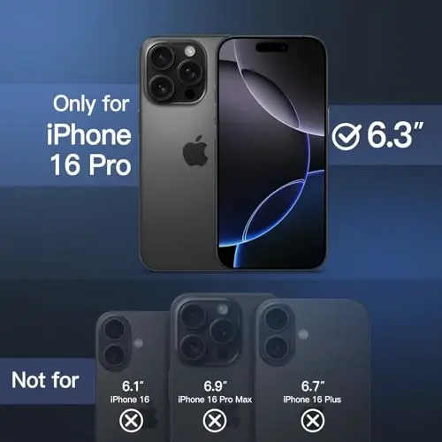 JETech Matte Case for iPhone 16 Pro 6.3-Inch, Shockproof Military Grade Drop Protection, Frosted Translucent Back Phone Cover, Anti-Fingerprint (Black) - JETECH (1)