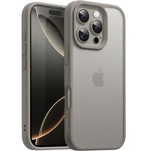 JETech Matte Case for iPhone 16 Pro 6.3-Inch, Shockproof Military Grade Drop Protection, Frosted Translucent Back Phone Cover, Anti-Fingerprint (Natural Titanium) - 1