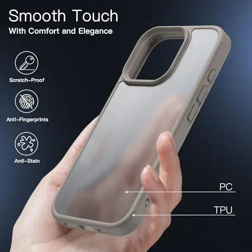 JETech Matte Case for iPhone 16 Pro 6.3-Inch, Shockproof Military Grade Drop Protection, Frosted Translucent Back Phone Cover, Anti-Fingerprint (Natural Titanium) - 4