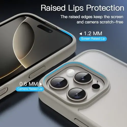 JETech Matte Case for iPhone 16 Pro 6.3-Inch, Shockproof Military Grade Drop Protection, Frosted Translucent Back Phone Cover, Anti-Fingerprint (Natural Titanium) - 5