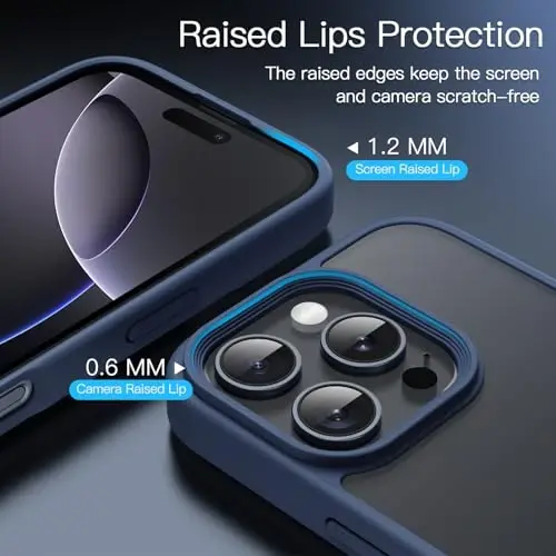 JETech Matte Case for iPhone 16 Pro 6.3-Inch, Shockproof Military Grade Drop Protection, Frosted Translucent Back Phone Cover, Anti-Fingerprint (Storm Blue) - 5