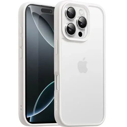 JETech Matte Case for iPhone 16 Pro Max 6.9-Inch, NOT for iPhone 16/16 Plus/16 Pro, Shockproof Military Grade Drop Protection, Frosted Translucent Back Phone Cover, Anti-Fingerprint (White Titanium) - JETECH