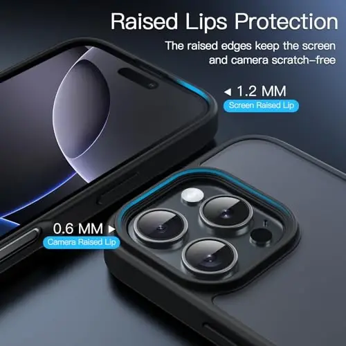 JETech Matte Case for iPhone 16 Pro Max 6.9-Inch, Shockproof Military Grade Drop Protection, Frosted Translucent Back Phone Cover, Anti-Fingerprint (Black) - 5