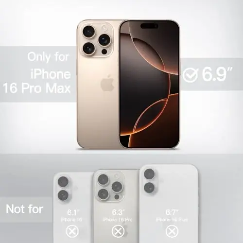 JETech Matte Case for iPhone 16 Pro Max 6.9-Inch, Shockproof Military Grade Drop Protection, Frosted Translucent Back Phone Cover, Anti-Fingerprint (Desert Titanium) - JETECH (1)