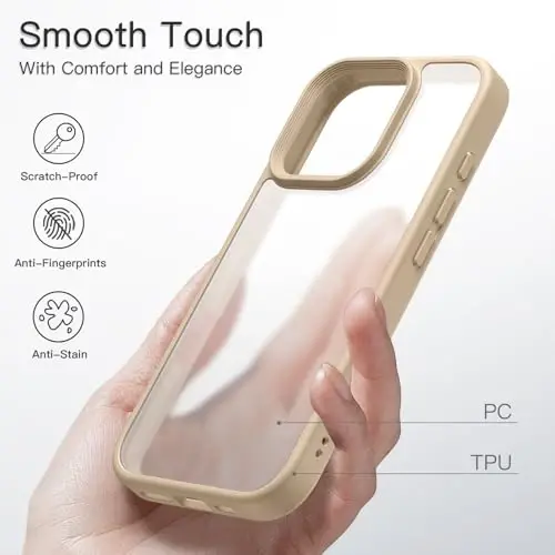 JETech Matte Case for iPhone 16 Pro Max 6.9-Inch, Shockproof Military Grade Drop Protection, Frosted Translucent Back Phone Cover, Anti-Fingerprint (Desert Titanium) - 4