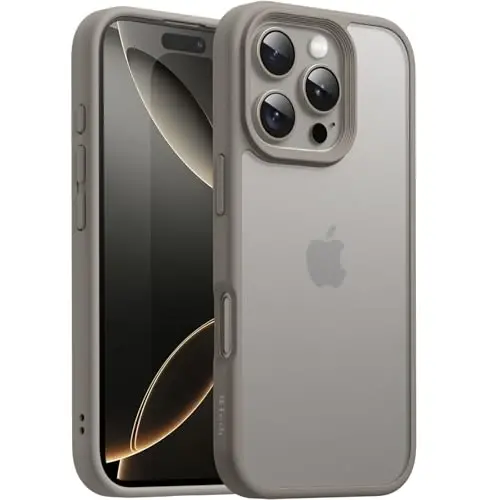 JETech Matte Case for iPhone 16 Pro Max 6.9-Inch, Shockproof Military Grade Drop Protection, Frosted Translucent Back Phone Cover, Anti-Fingerprint (Natural Titanium) 