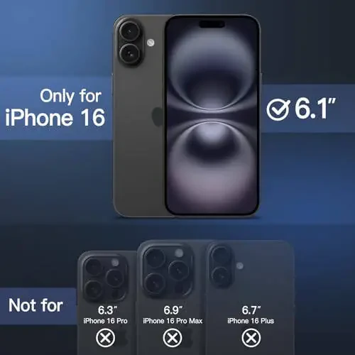 JETech Matte Case iPhone 16 6.1 Dyuymlı, zarba bardoshli harbiy darajali tushishdan asrash, muzlagan shaffof orqa qopqoqli telefon gʻilofi, barmoq izlaridan asrash (qora) - 3