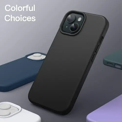 JETech Silicone Case for iPhone 15 6.1-Inch, Silky-Soft Touch Full-Body Protective Phone Case, Shockproof Cover (Black) - 2