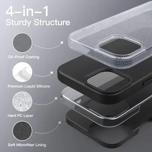 JETech Silicone Case for iPhone 15 6.1-Inch, Silky-Soft Touch Full-Body Protective Phone Case, Shockproof Cover (Black) - 4