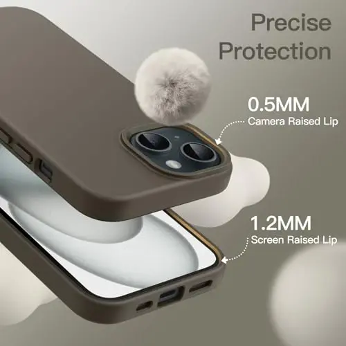 JETech Silicone Case for iPhone 15 6.1-Inch, Silky-Soft Touch Full-Body Protective Phone Case, Shockproof Cover (Clay) - 4