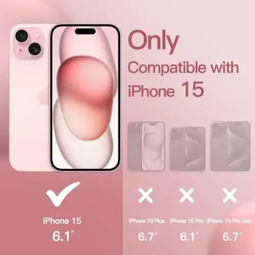 JETech Silicone Case for iPhone 15 6.1-Inch, Silky-Soft Touch Full-Body Protective Phone Case, Shockproof Cover (Guava) - 2