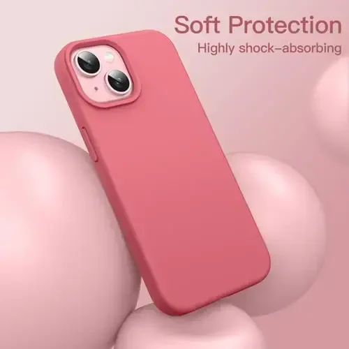 JETech Silicone Case for iPhone 15 6.1-Inch, Silky-Soft Touch Full-Body Protective Phone Case, Shockproof Cover (Guava) - 4
