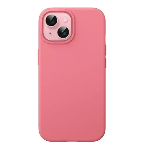 JETech Silicone Case for iPhone 15 6.1-Inch, Silky-Soft Touch Full-Body Protective Phone Case, Shockproof Cover (Guava) 