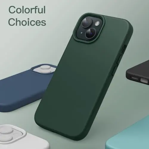 JETech Silicone Case for iPhone 15 6.1-Inch, Silky-Soft Touch Full-Body Protective Phone Case, Shockproof Cover (Midnight Green) 
